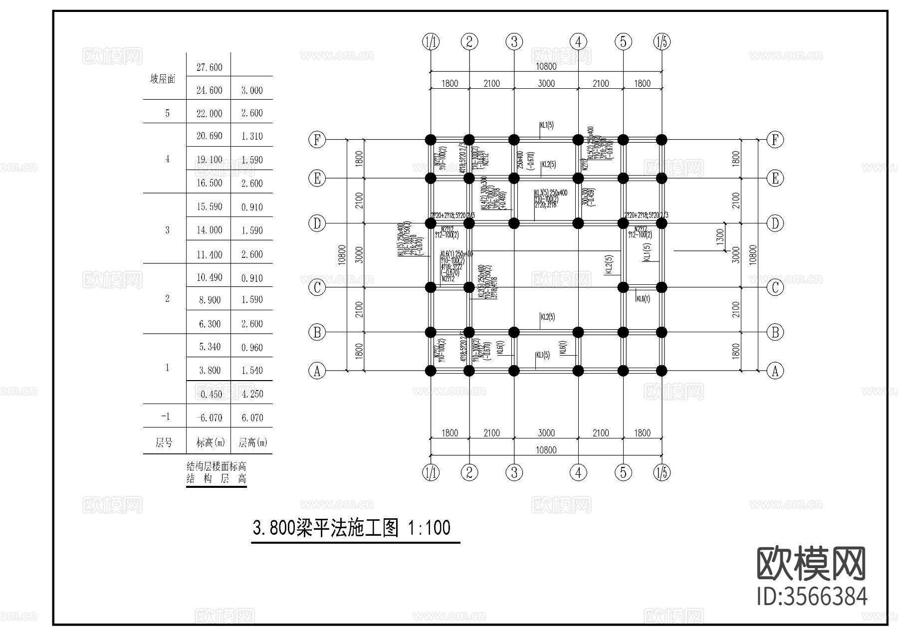 天一阁结构cad平面图下载（渲染图7）