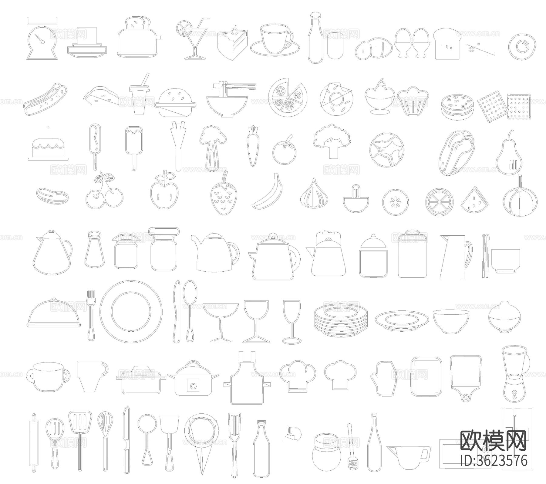 水果蔬菜CAD图库下载（渲染图1）