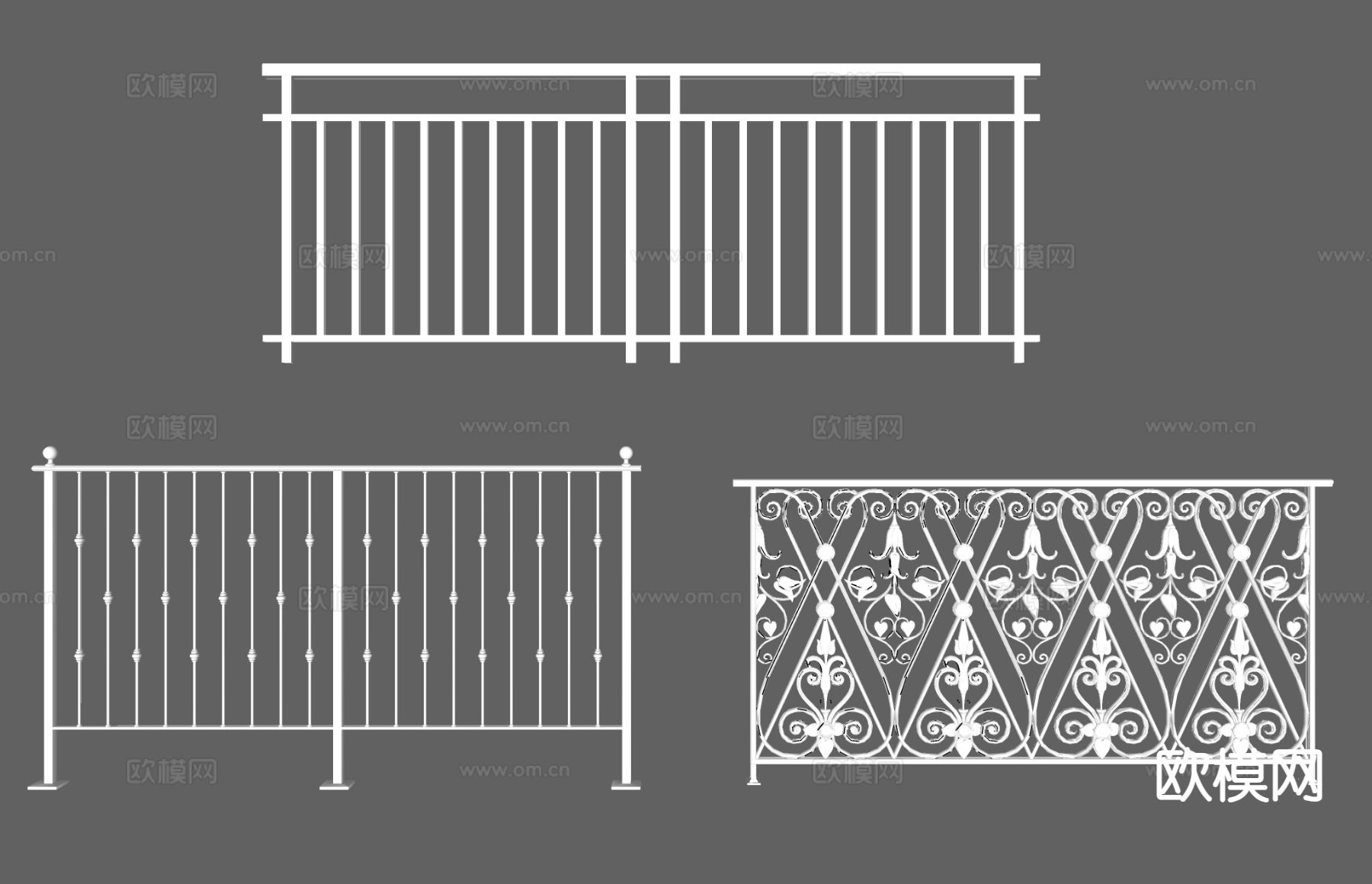 欧式铁艺栏杆su模型下载