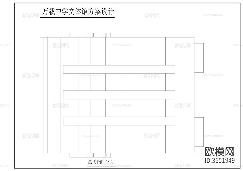 中學(xué)文體館建筑cad施工圖下載(渲染圖2)