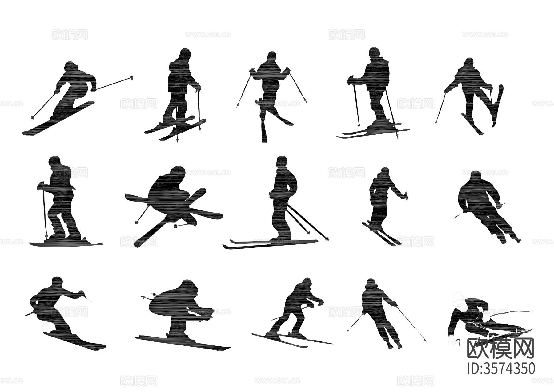 滑雪人物cad立面图下载