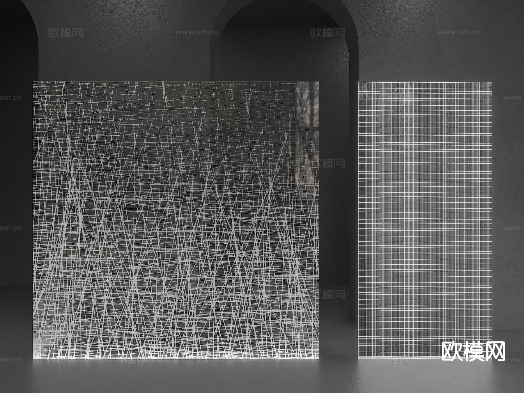 玻璃隔断 玻璃门 玻璃屏风su模型下载（渲染图2）