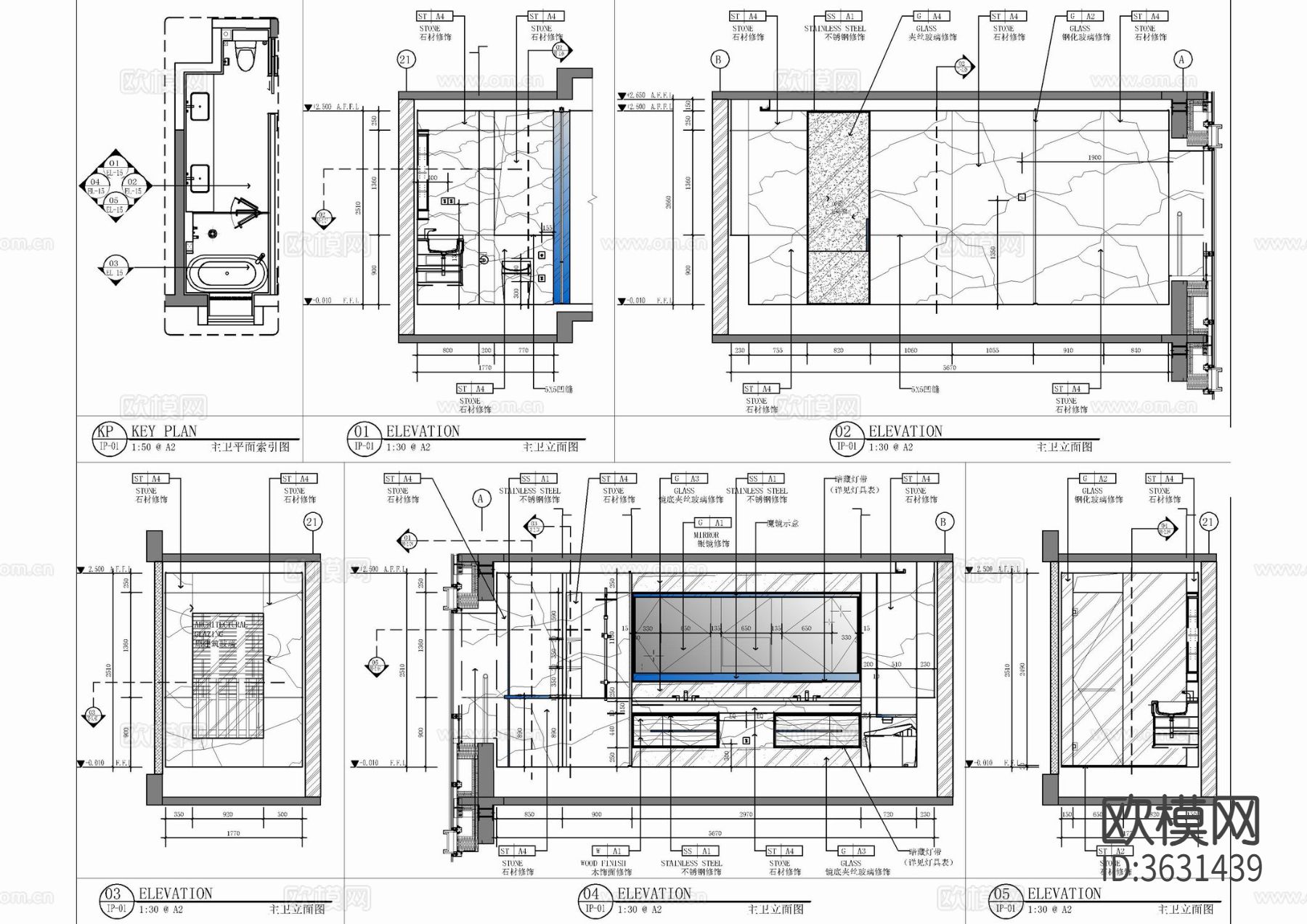 180㎡大平层CAD施工图下载（渲染图7）
