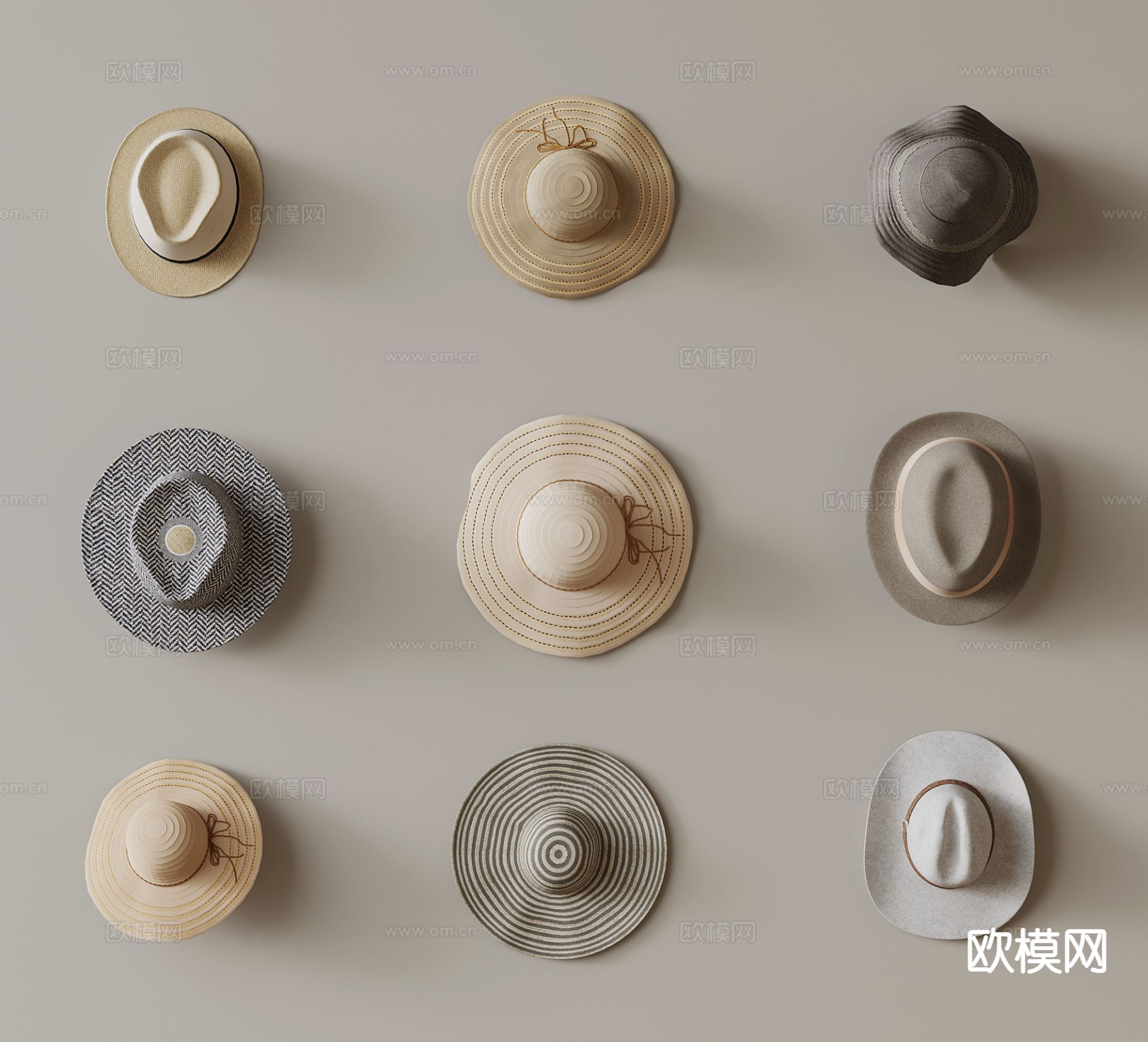 帽子 遮阳帽 编织帽su模型下载（渲染图2）