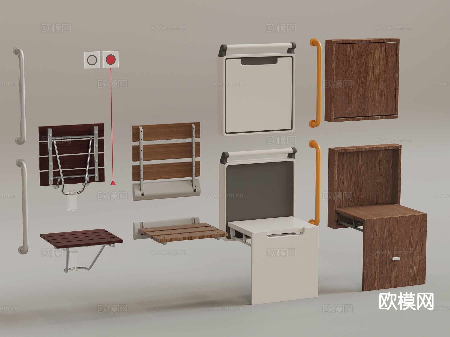 无障碍换鞋凳 折叠凳su模型下载（渲染图2）