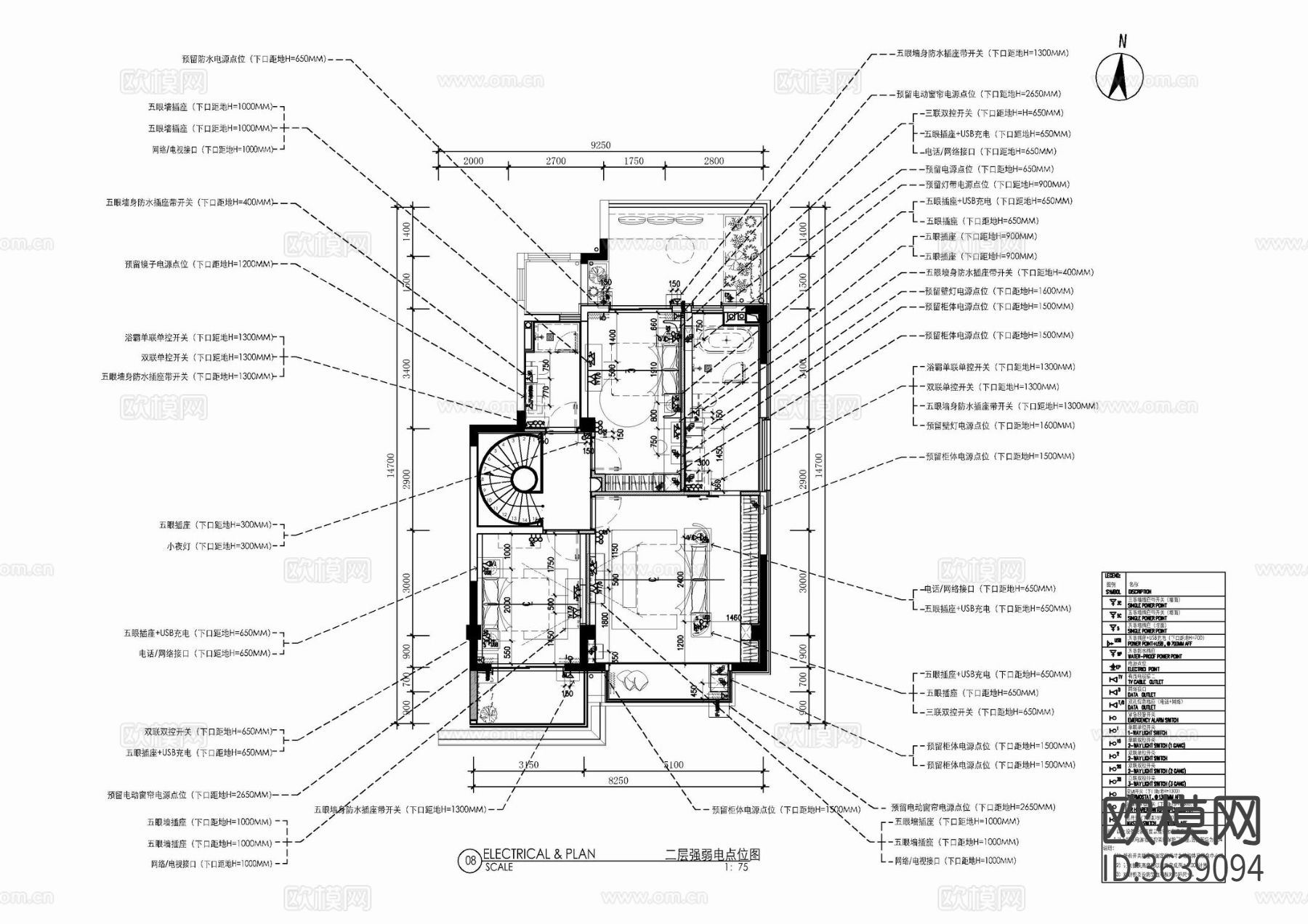320㎡四层别墅CAD施工图下载（渲染图5）