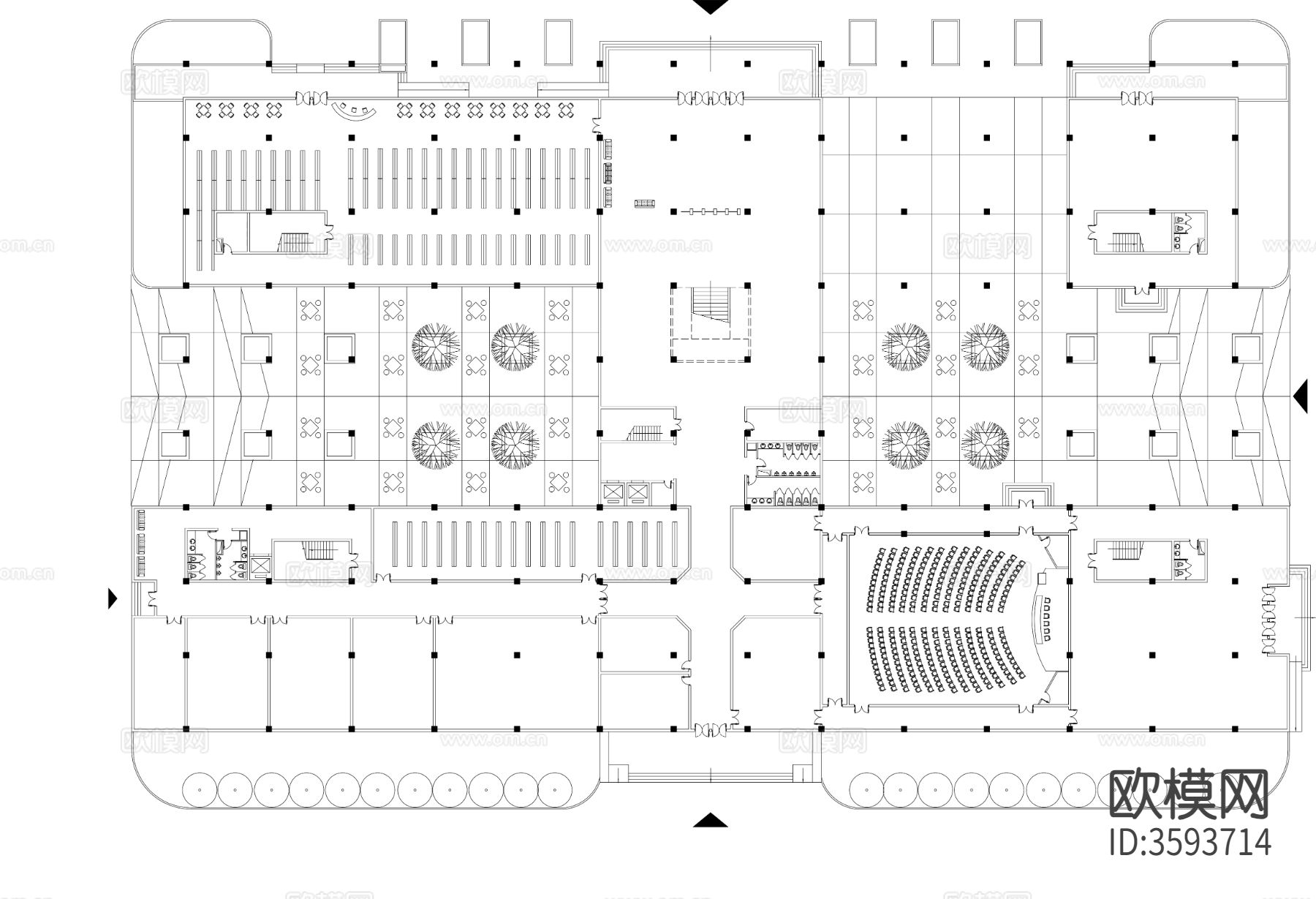 70套图书馆CAD图库下载（渲染图3）