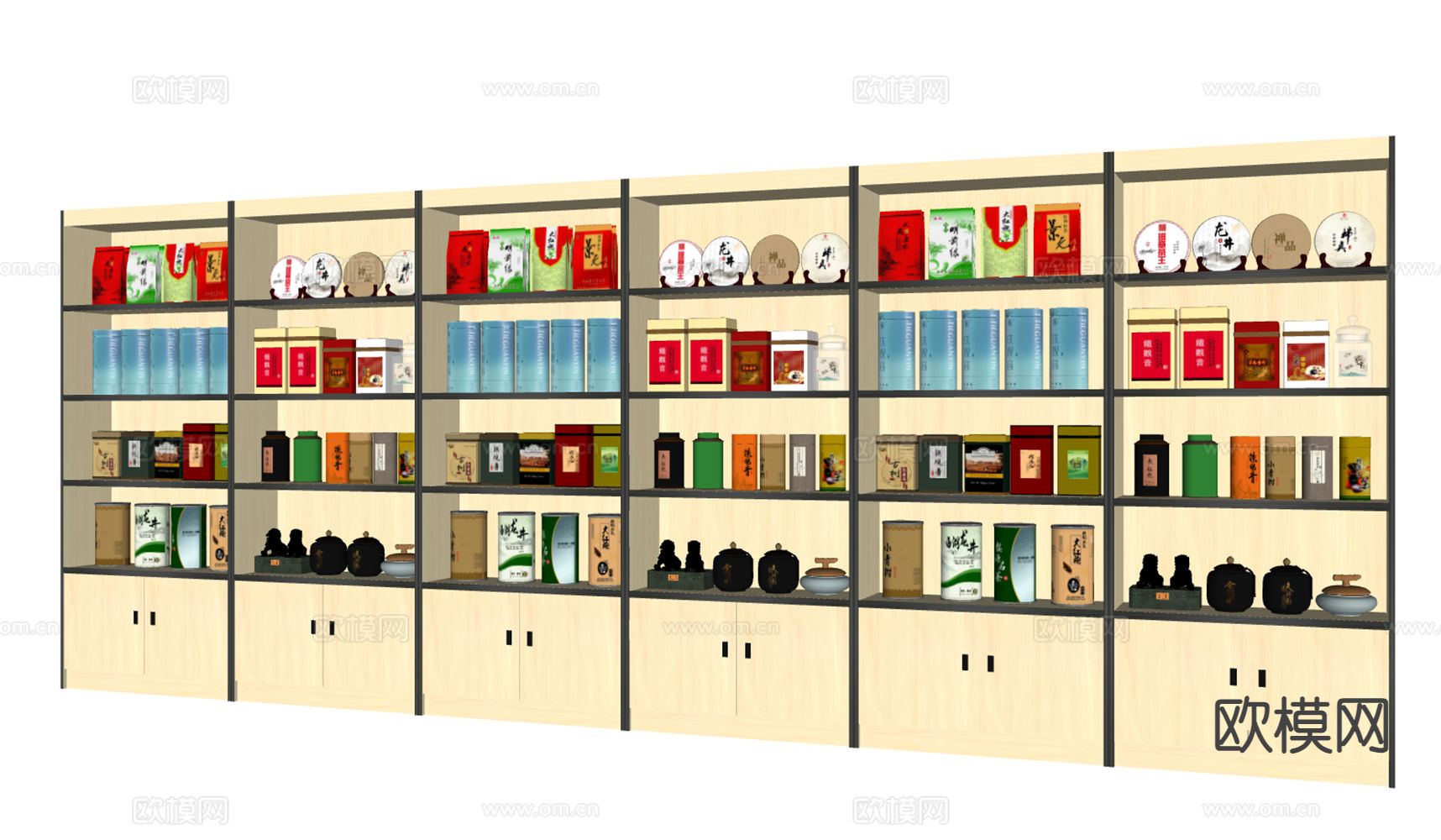 货架展柜 茶叶柜su模型下载（渲染图1）