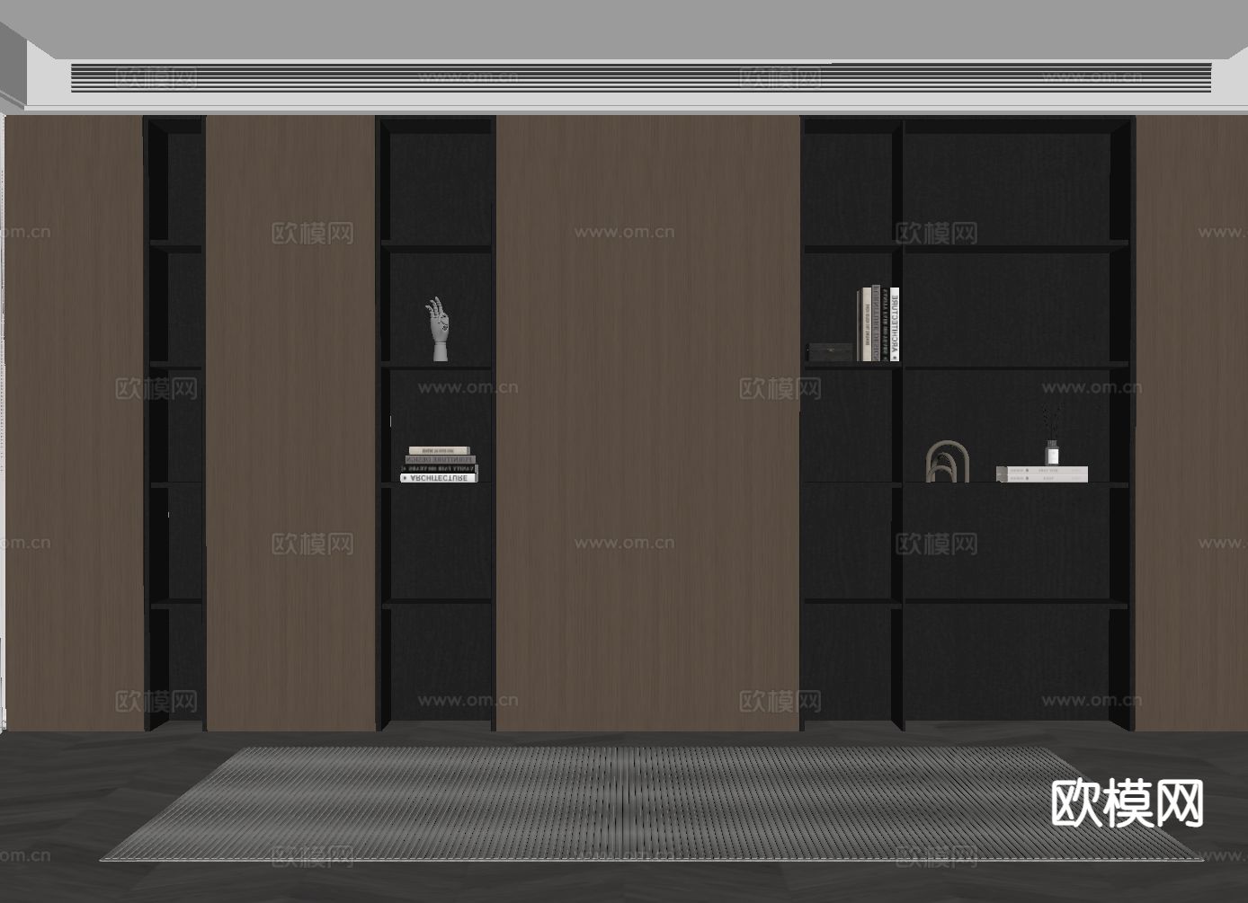 意式书柜 书架su模型下载（渲染图1）