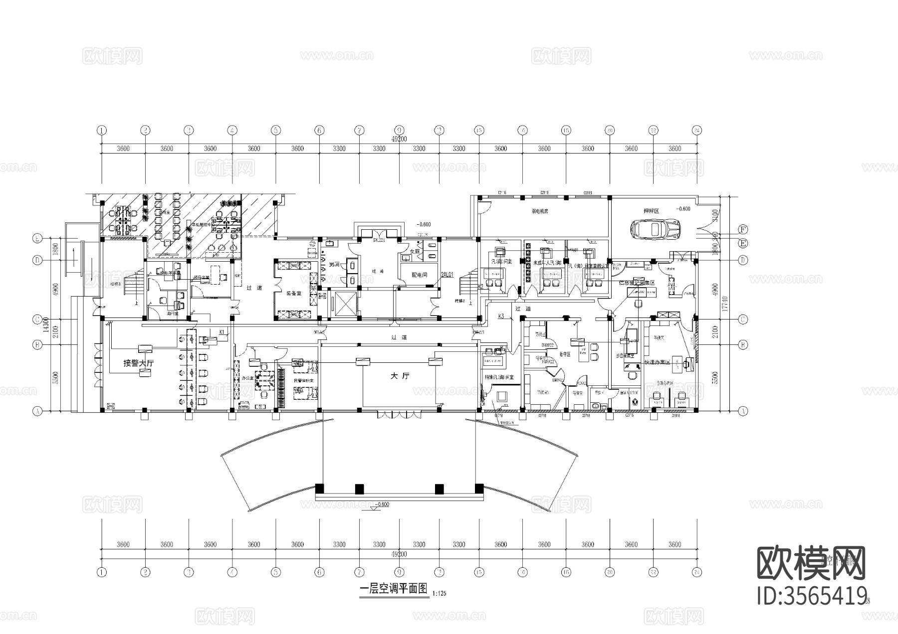 某地派出所扩建工程电气cad平面图下载（渲染图10）