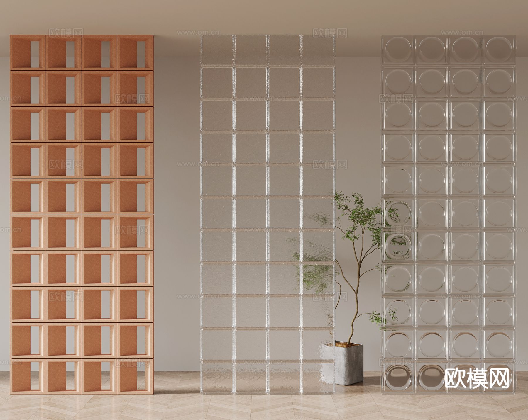 玻璃砖 隔断su模型下载（渲染图2）