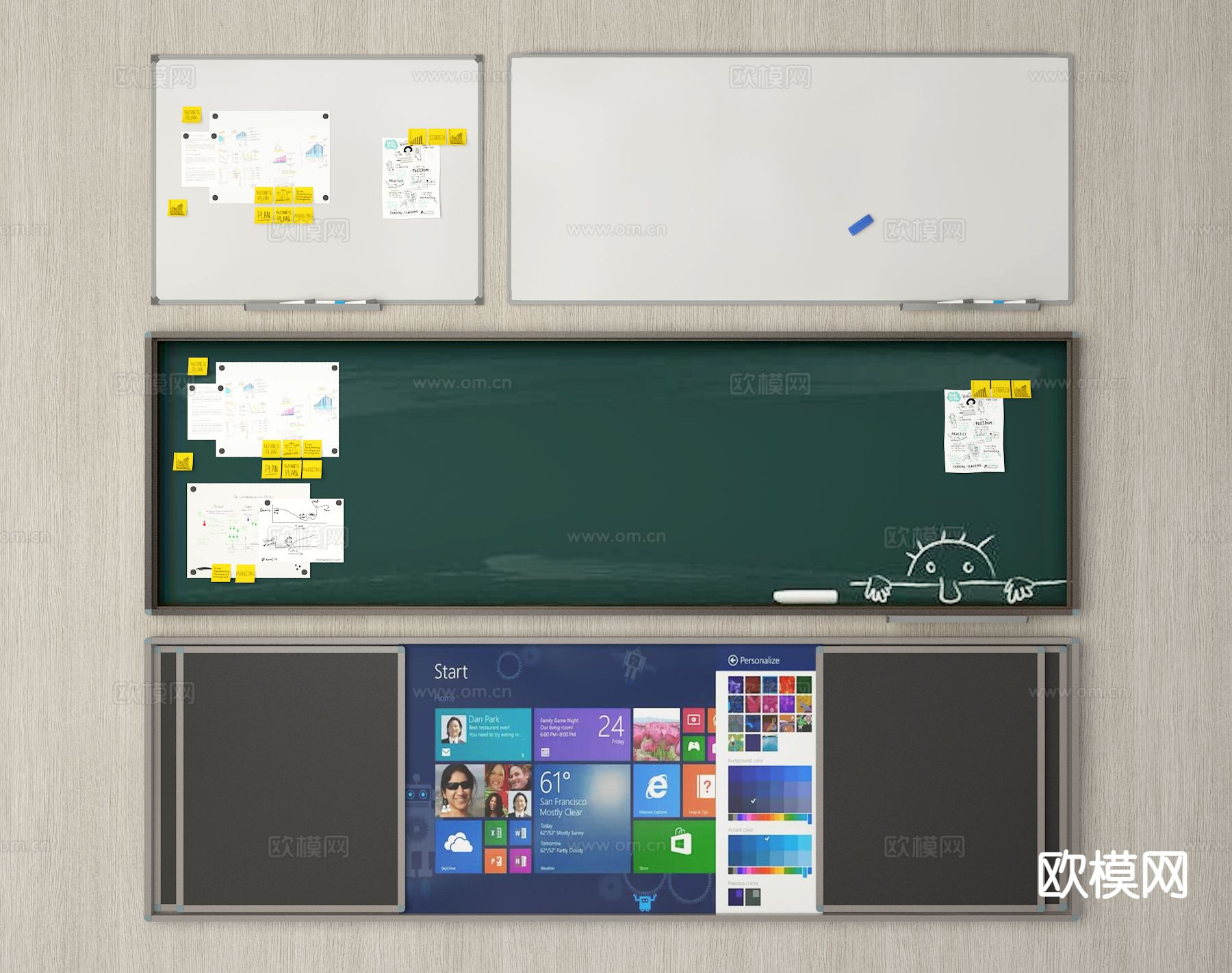 现代黑板 画板 写字板 白板3d模型