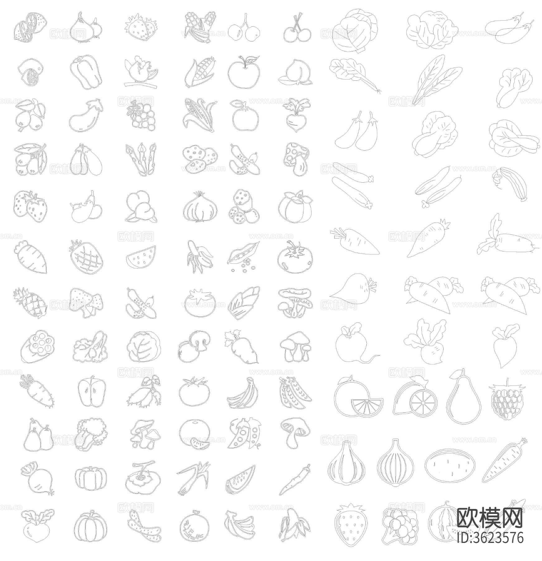 水果蔬菜CAD图库下载（渲染图3）