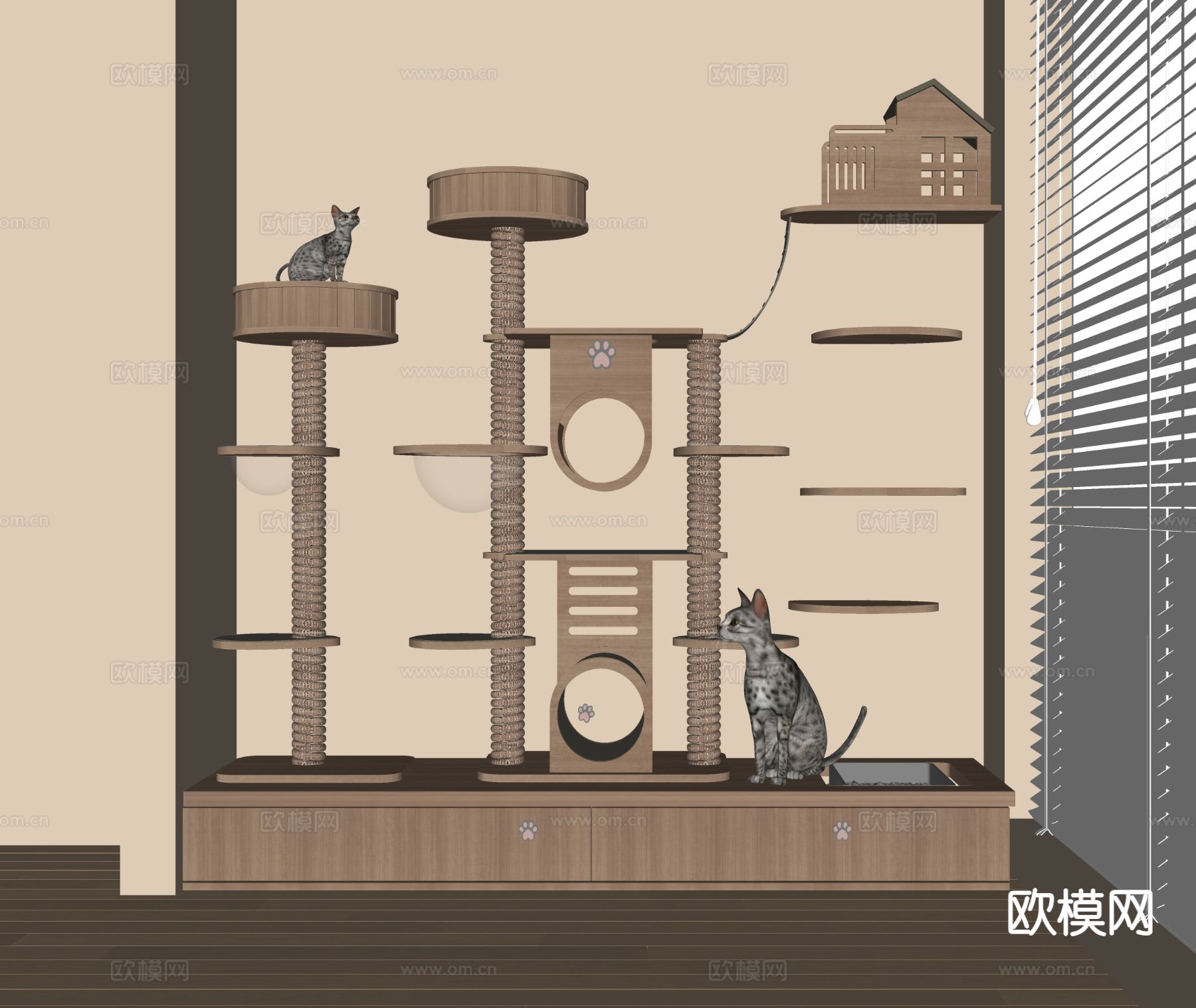 猫爬架su模型下载（渲染图1）
