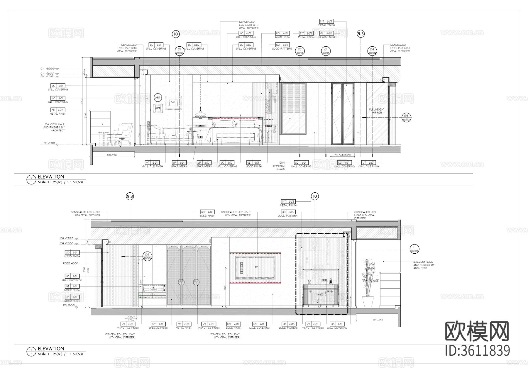 HBA样板间 绘图工具箱cad施工图下载（渲染图3）