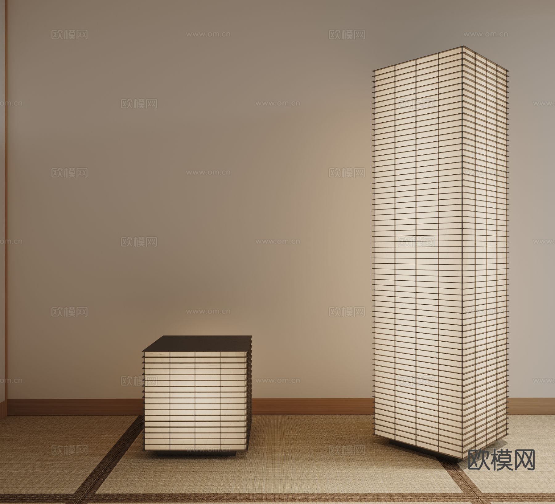 日式落地灯su模型下载（渲染图2）