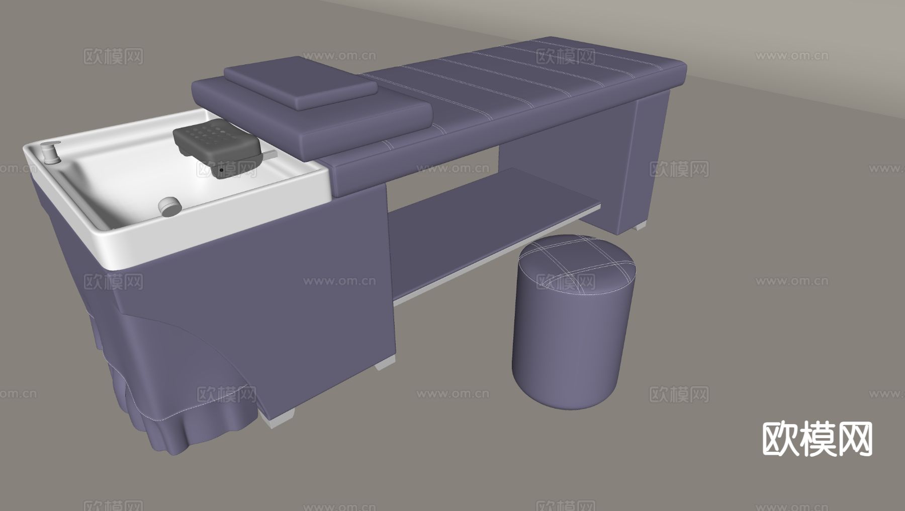头疗洗头床 储水式洗头床 熏蒸头疗床su模型下载（渲染图1）