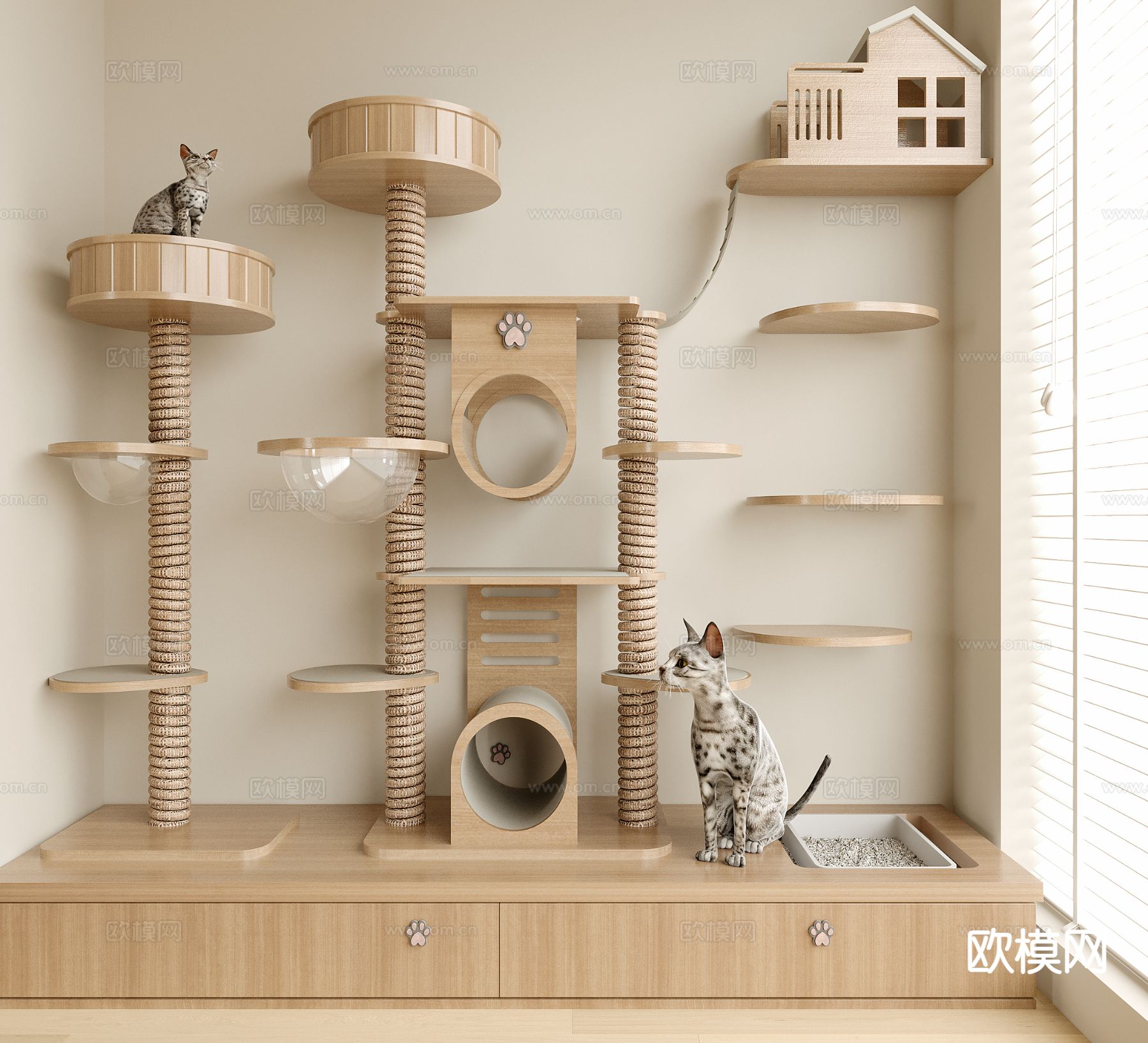 猫爬架su模型下载（渲染图2）