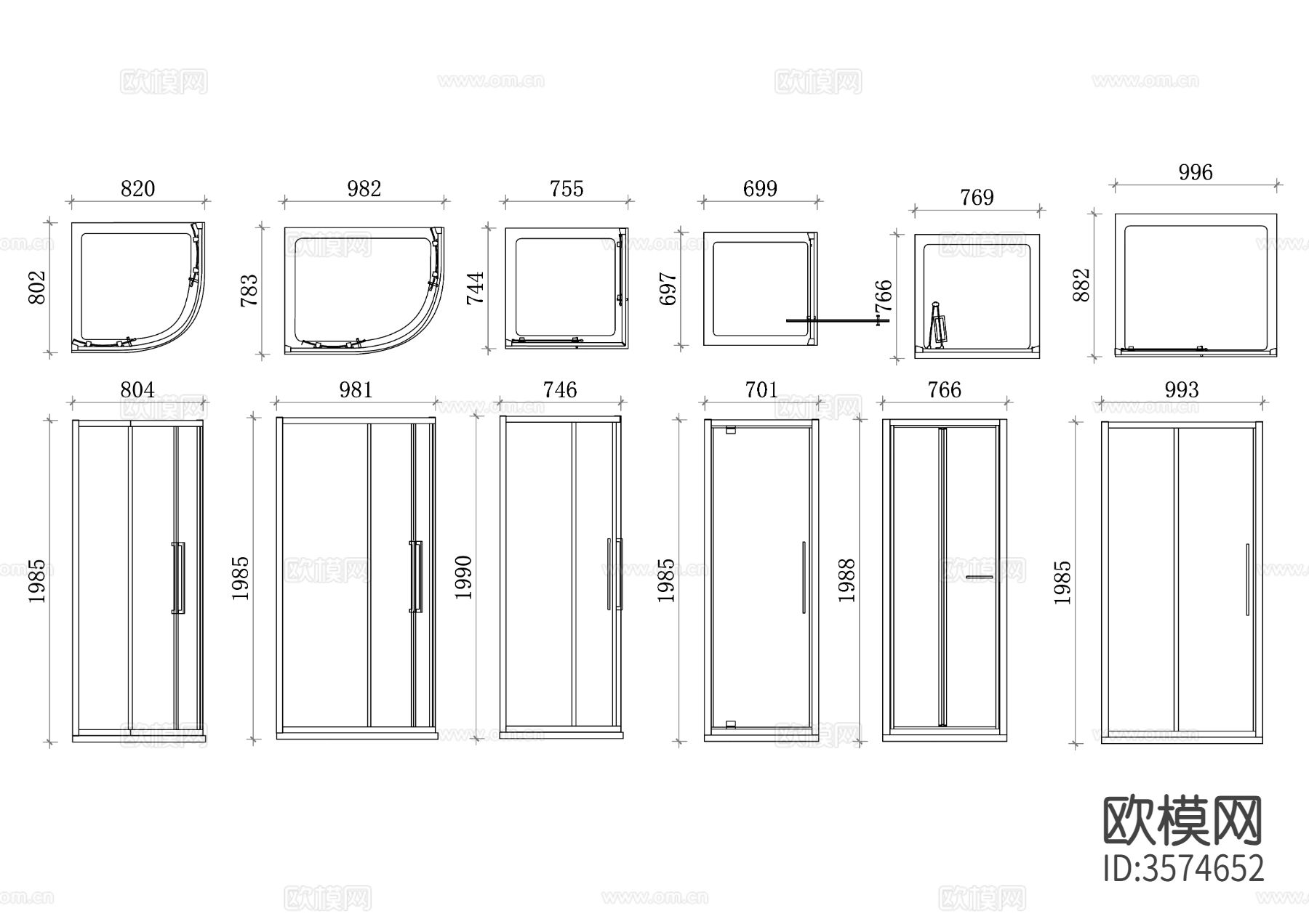 淋浴房平立面图下载