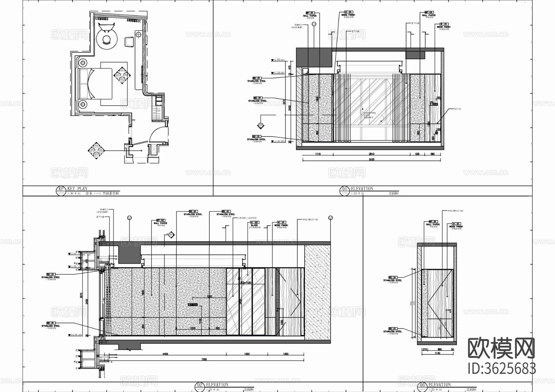180㎡大平层CAD施工图下载（渲染图7）