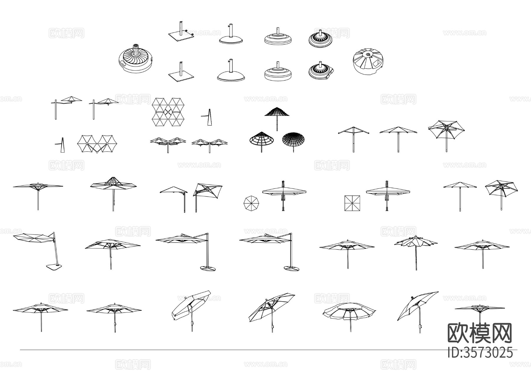 海滩和家居用遮阳伞合集cad图库下载
