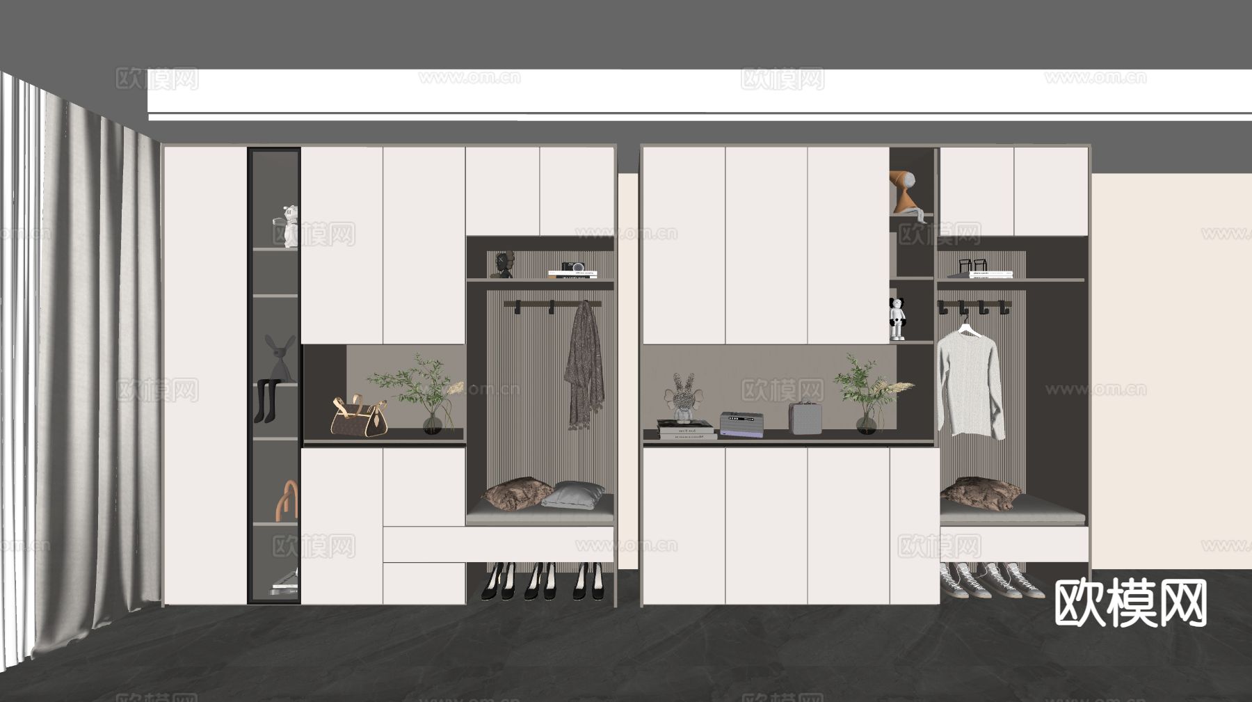 玄关鞋柜 入户鞋柜su模型下载（渲染图1）