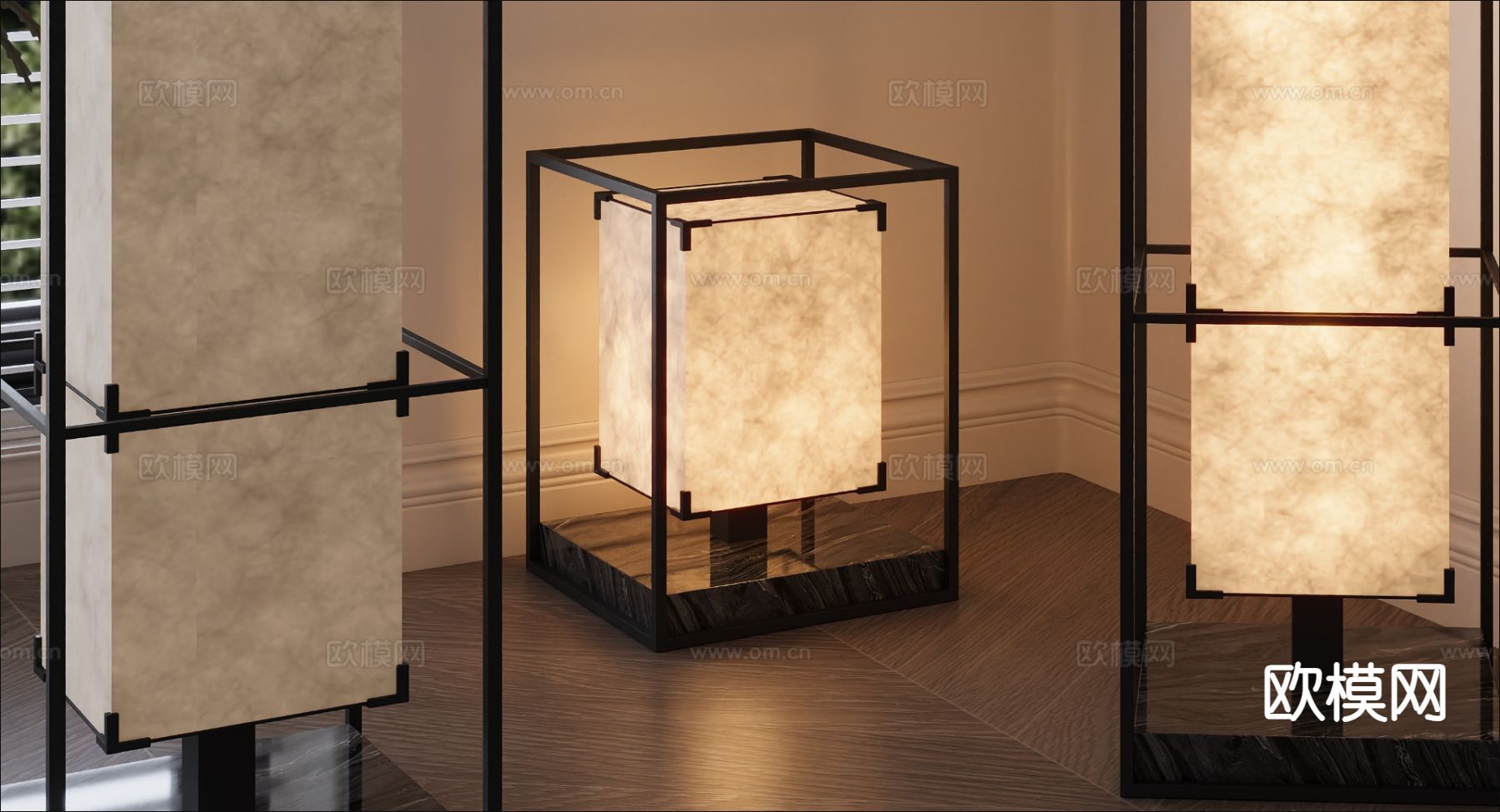 新中式装饰落地灯su模型下载（渲染图2）