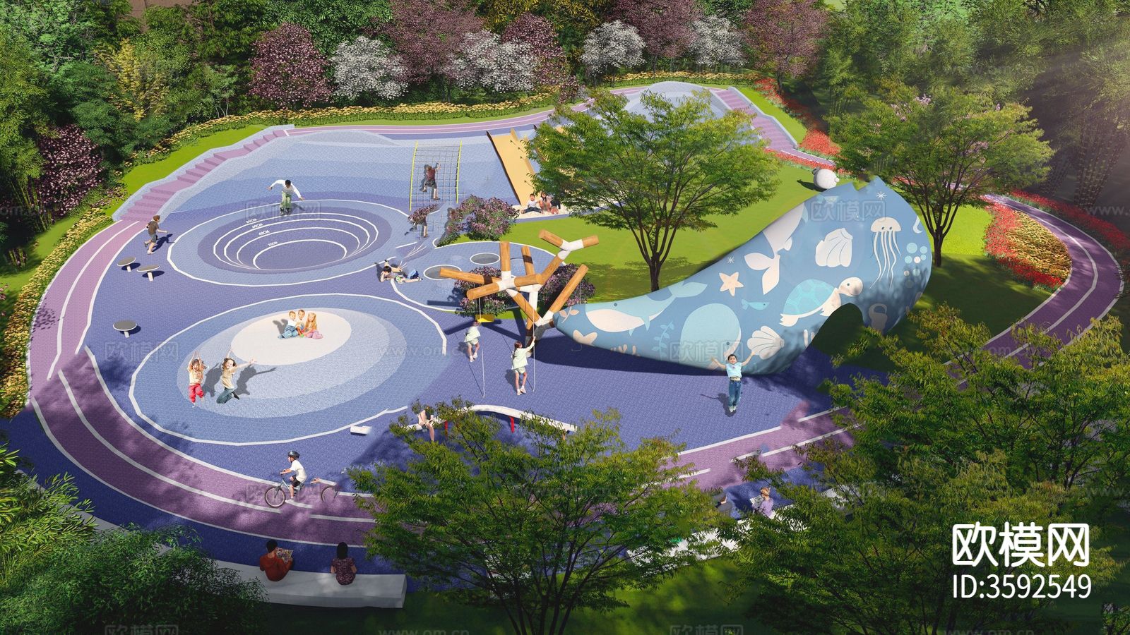 儿童游乐区CAD平面图下载（渲染图8）