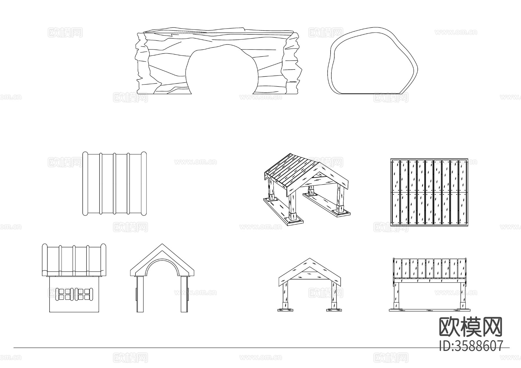 木质狗屋CAD平面图下载