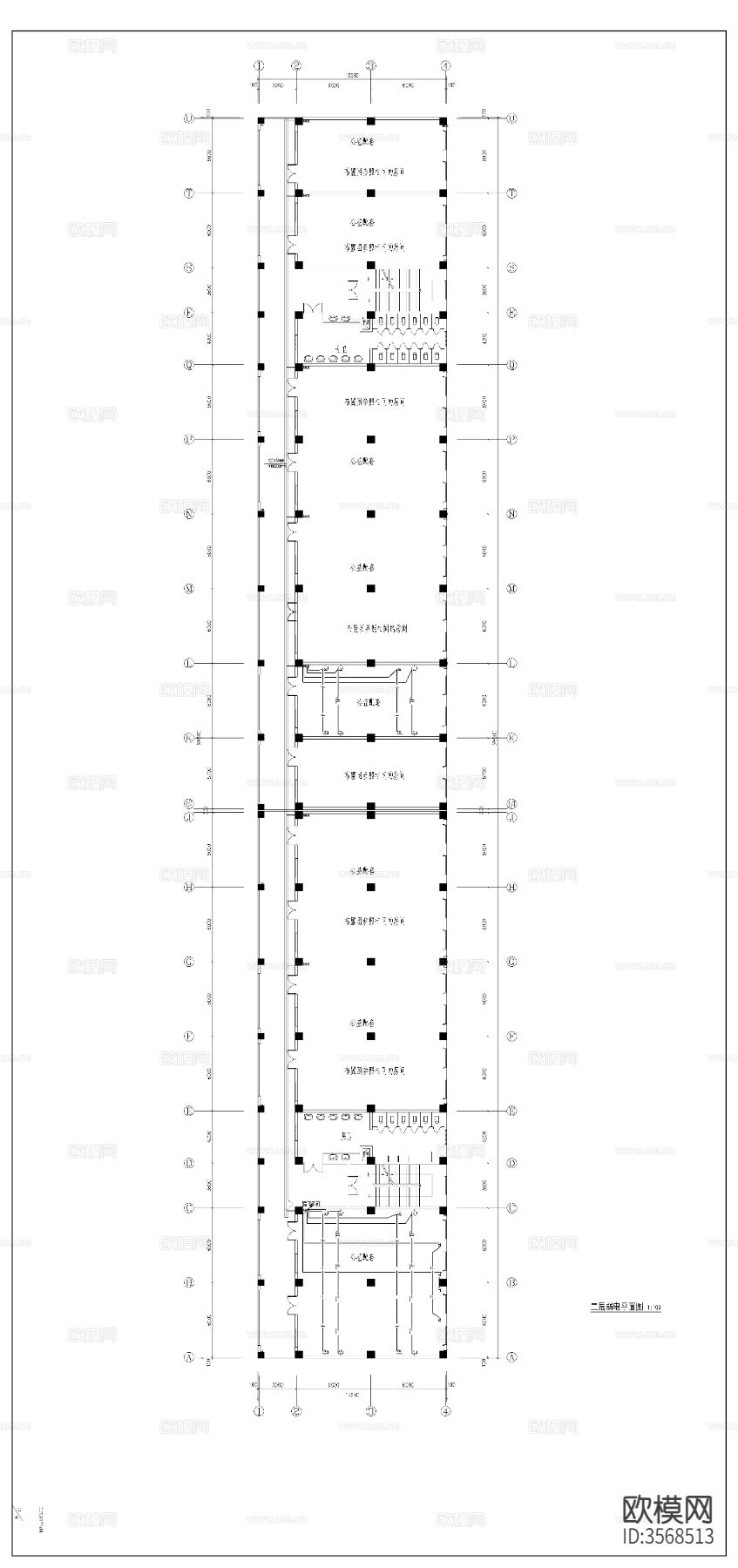住宅楼电气cad平面图下载（渲染图7）