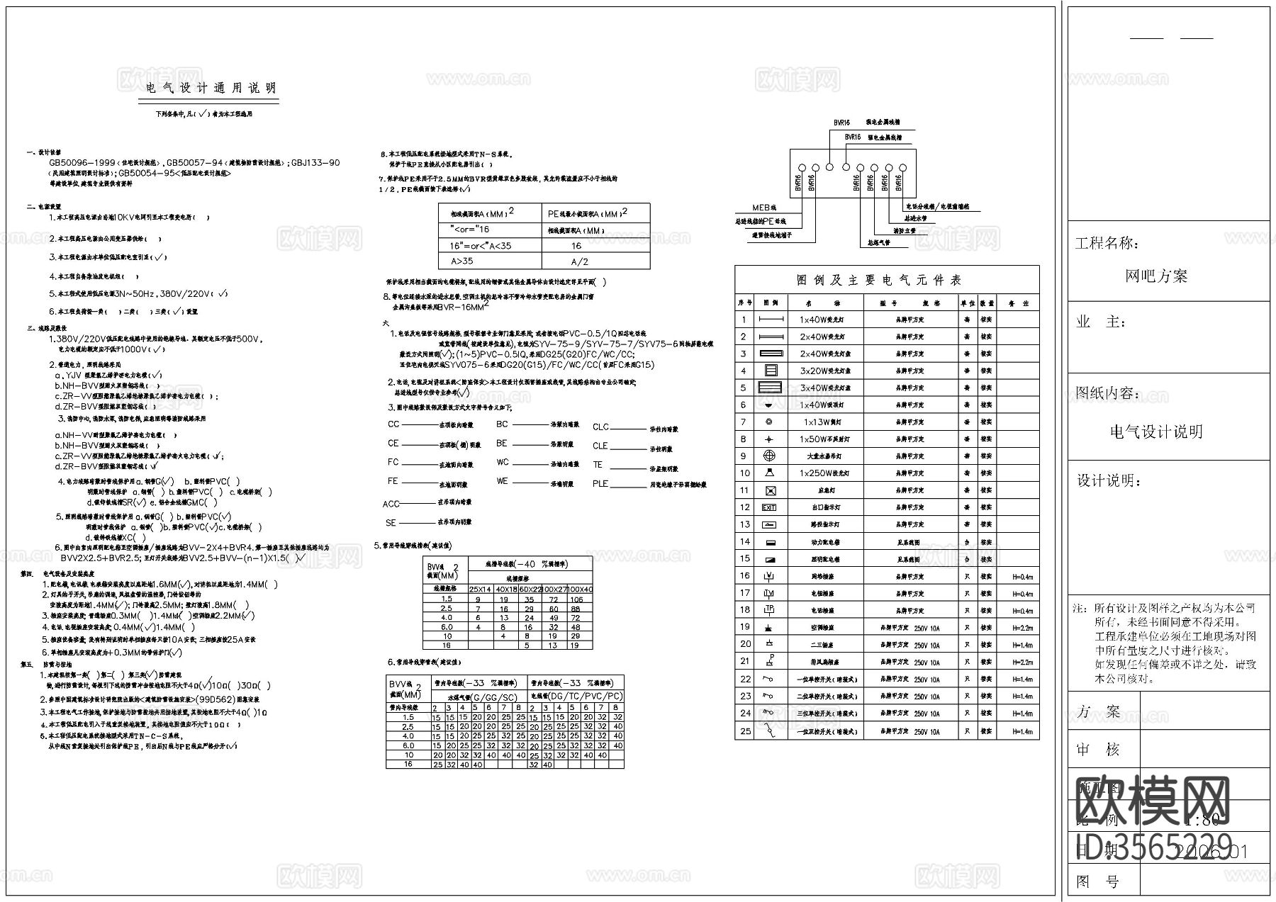 某地网吧强电及监控cad平面图下载（渲染图7）