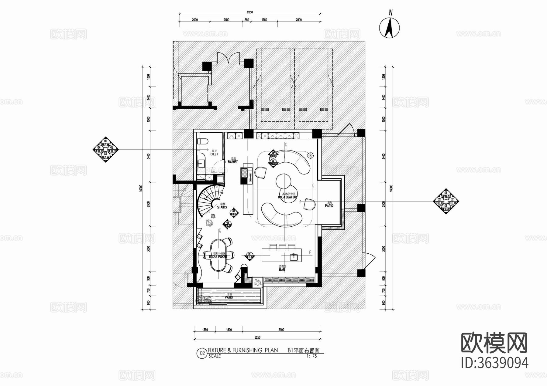 320㎡四层别墅CAD施工图下载（渲染图2）