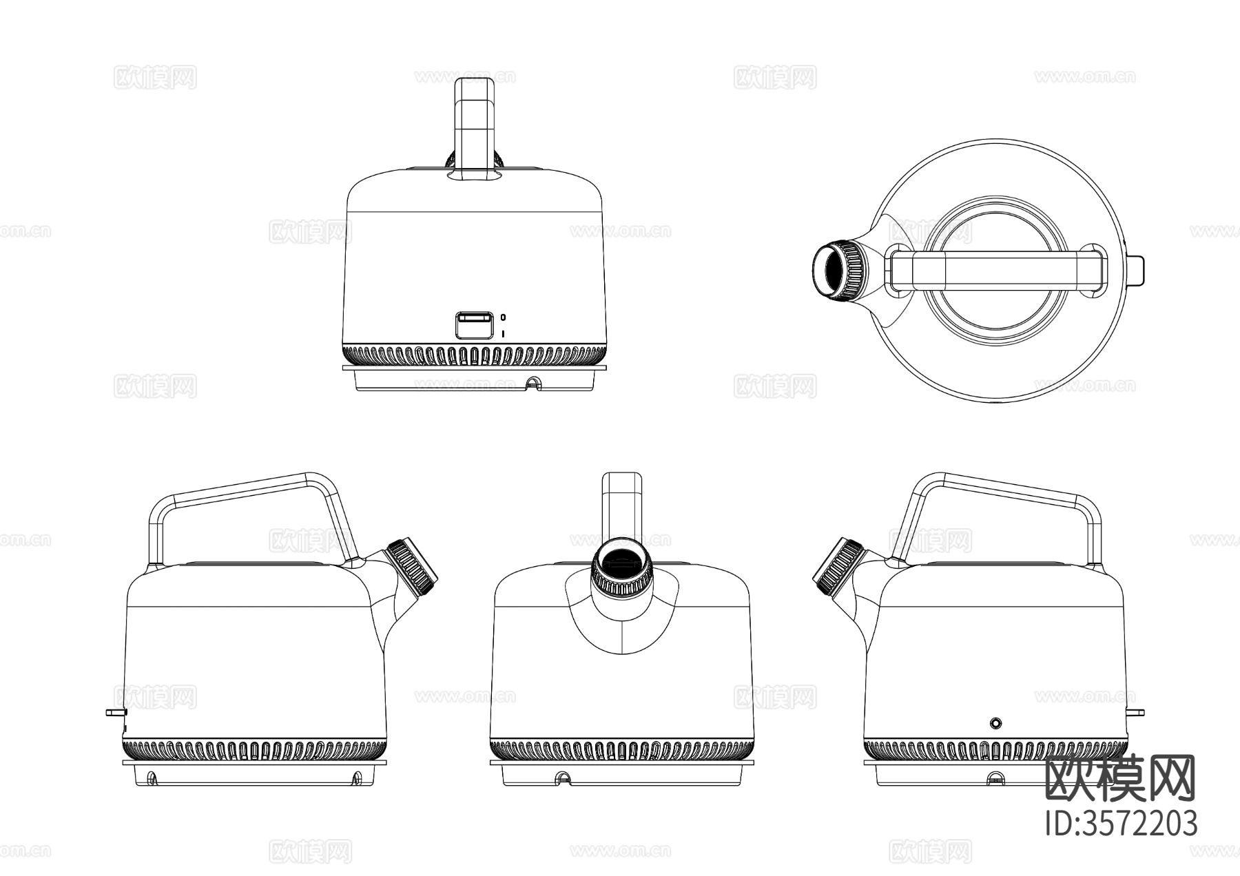钢质茶壶cad立面图下载