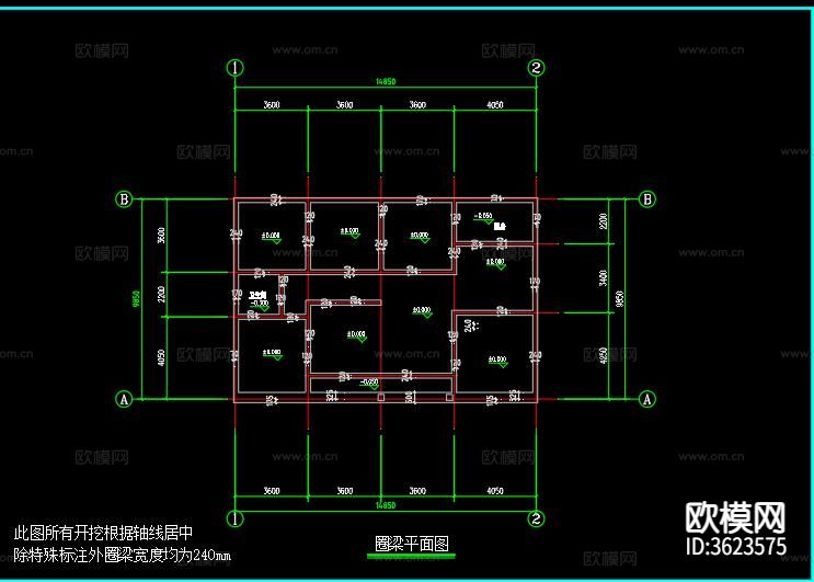 单层别墅CAD施工图下载（渲染图1）