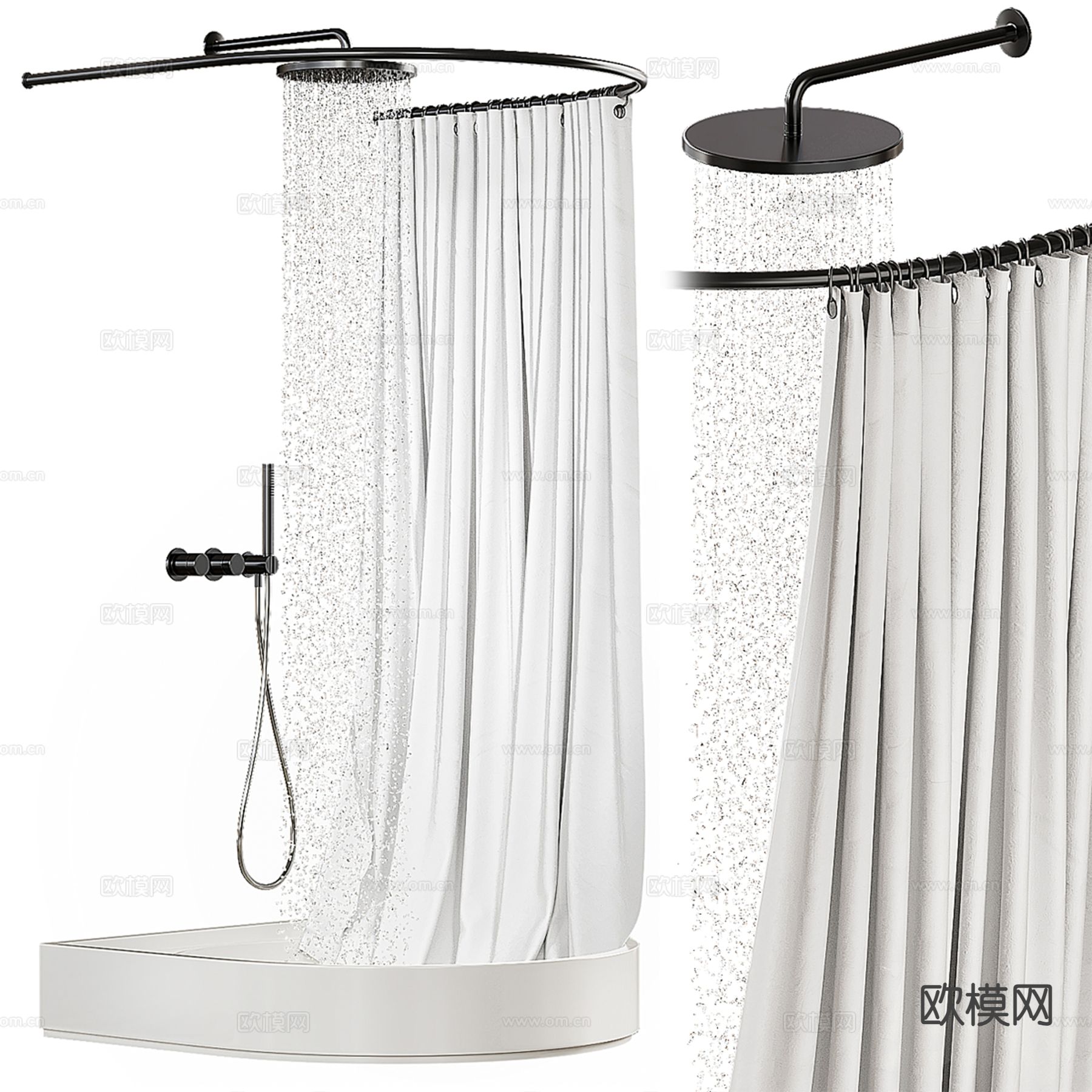 现代淋浴间 花洒3d模型下载
