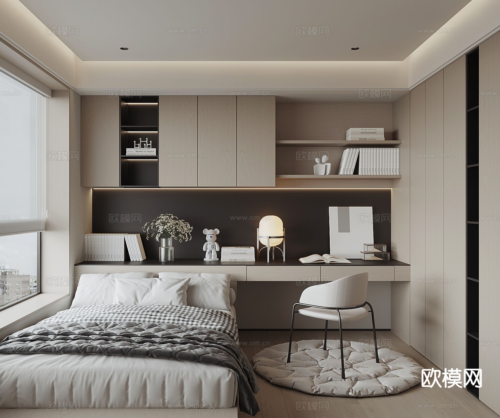 现代榻榻米卧室3d模型下载