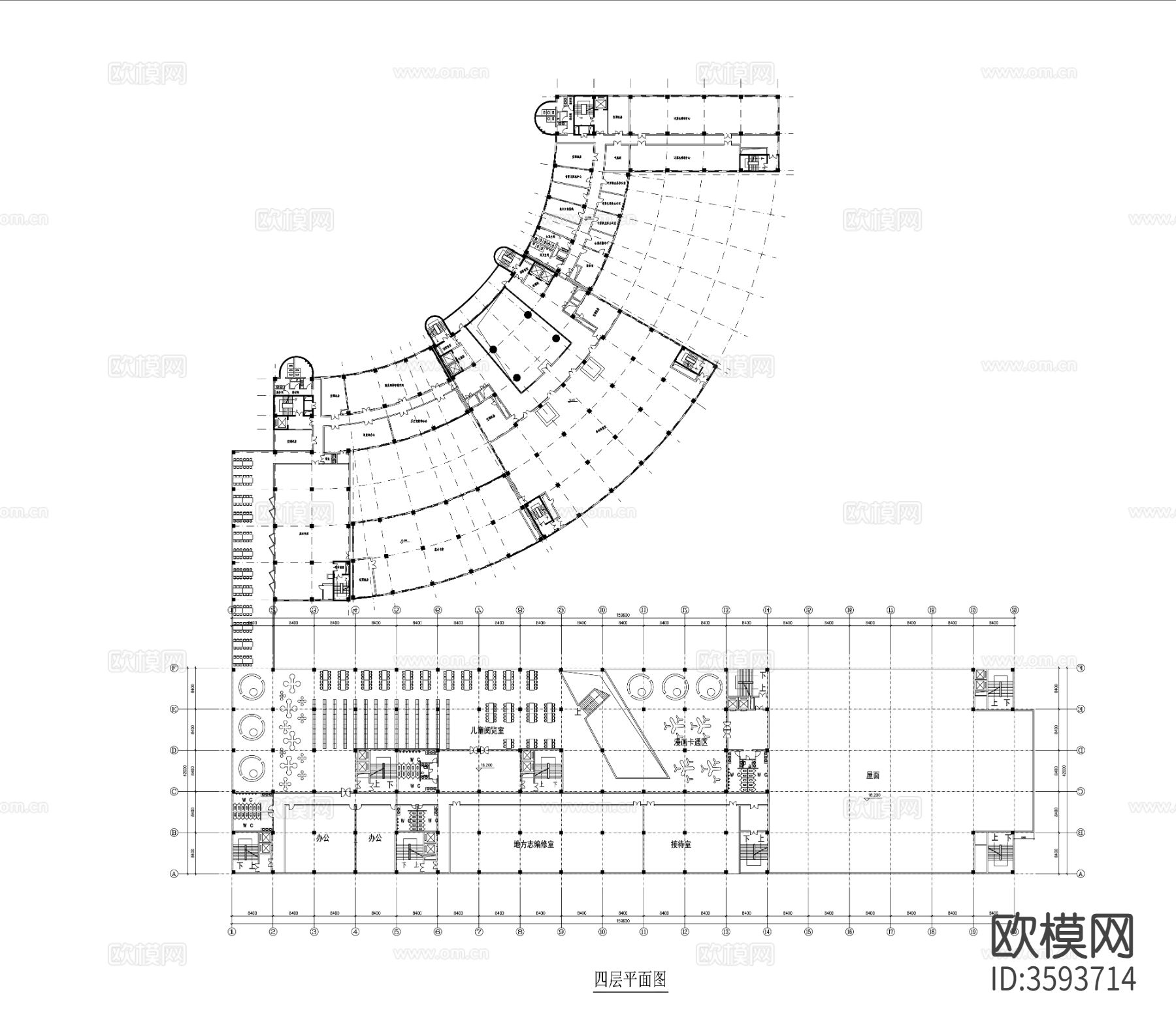70套图书馆CAD图库下载（渲染图6）