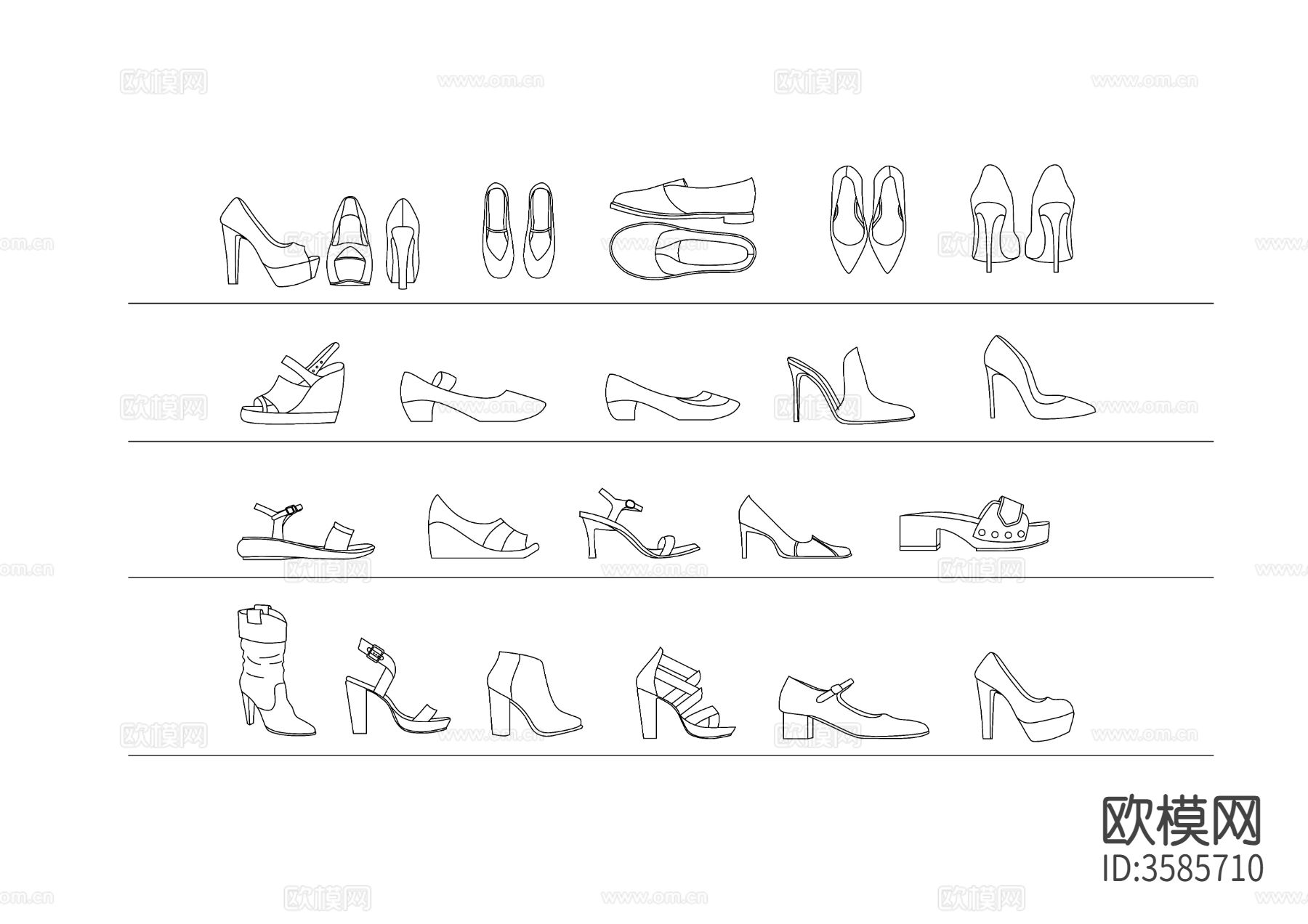 女士鞋CAD平面图下载