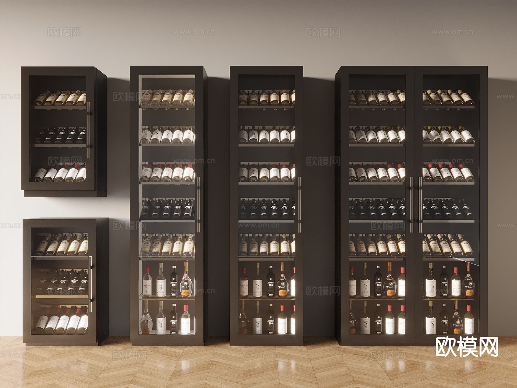 现代酒柜 红酒柜 恒温酒柜3d模型下载