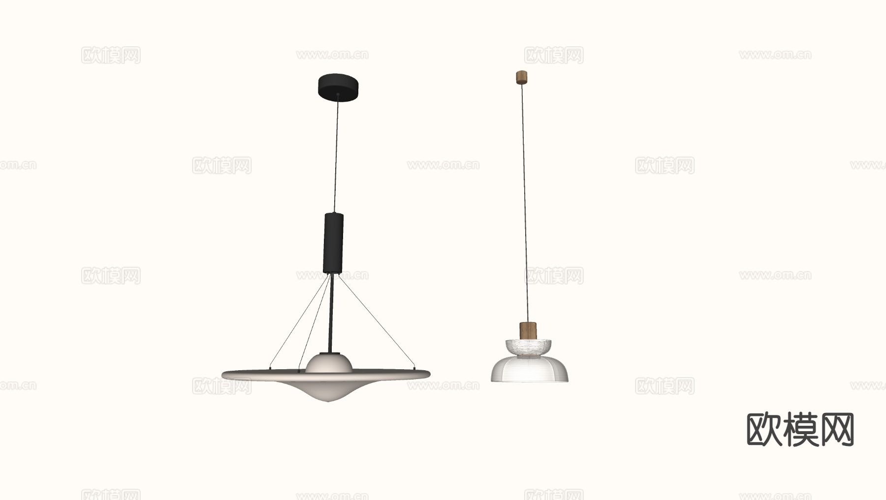 侘寂吊灯 极简吊灯su模型下载（渲染图1）