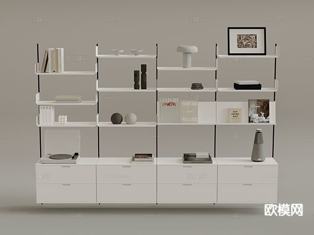 书架 置物架su模型下载（渲染图2）