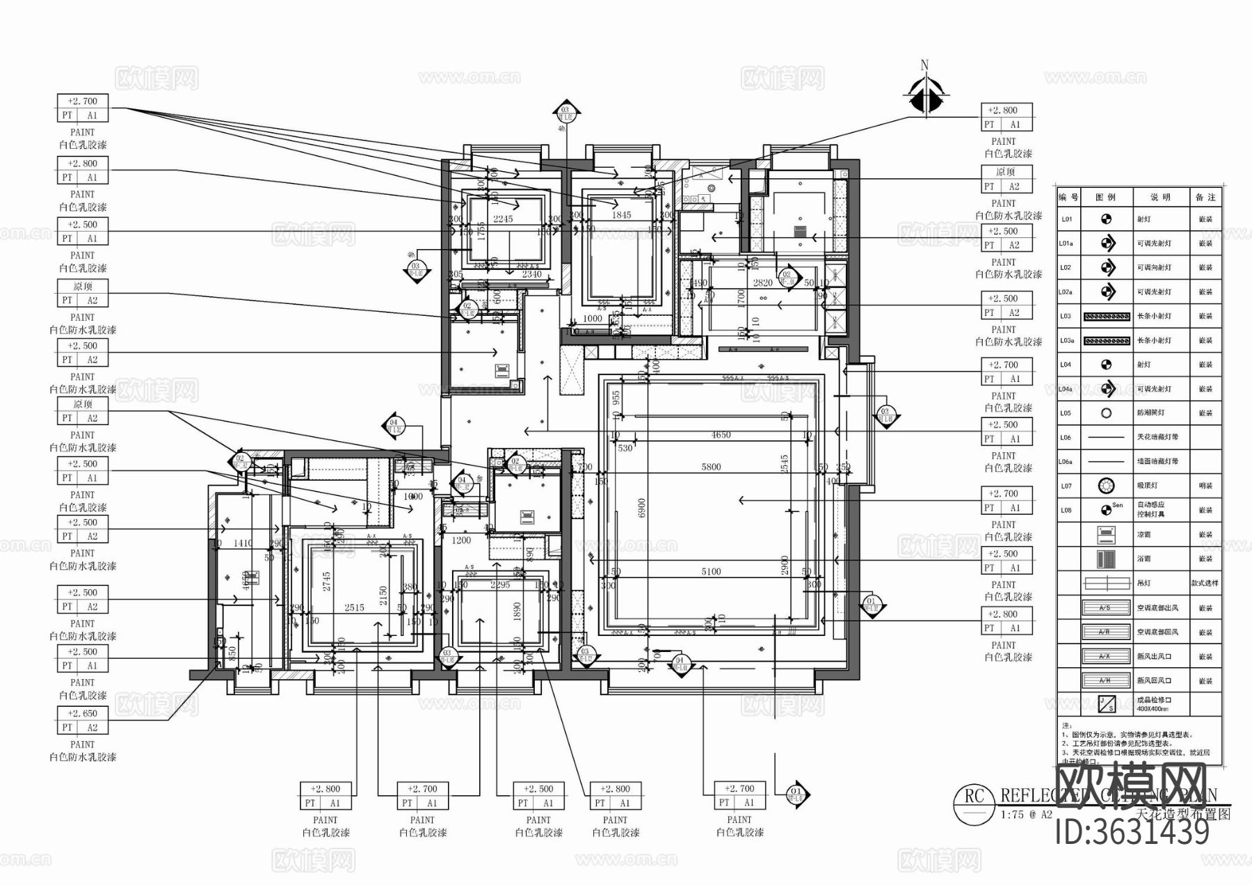180㎡大平层CAD施工图下载（渲染图3）