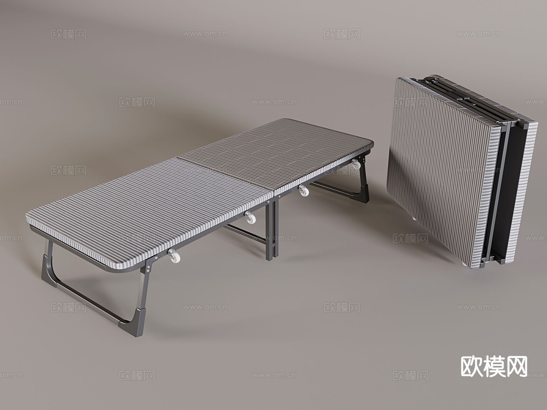 现代单人床 折叠床 午休床su模型下载（渲染图2）