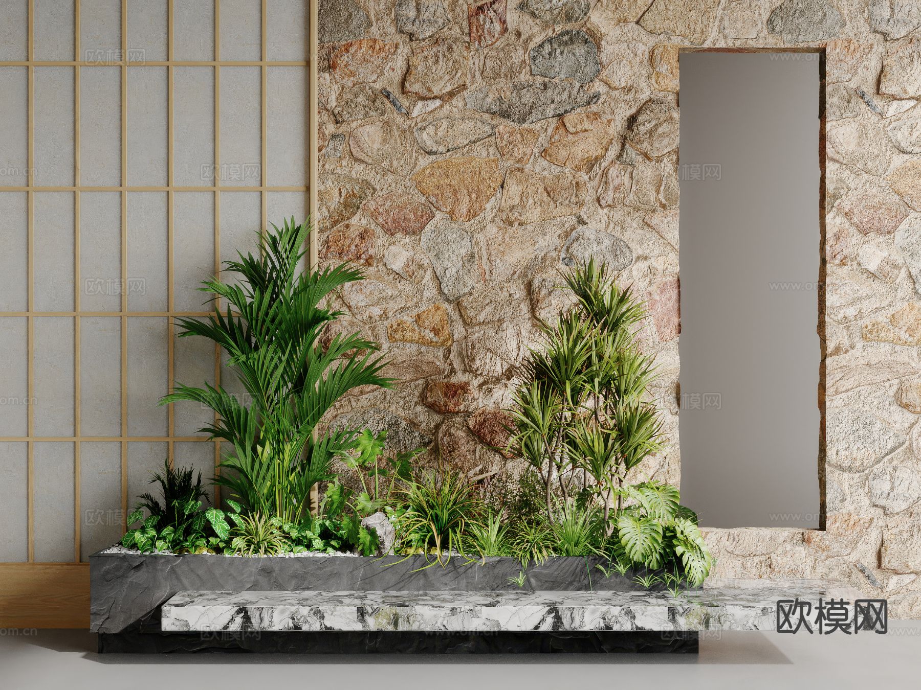 植物景观 植物堆su模型下载（渲染图2）