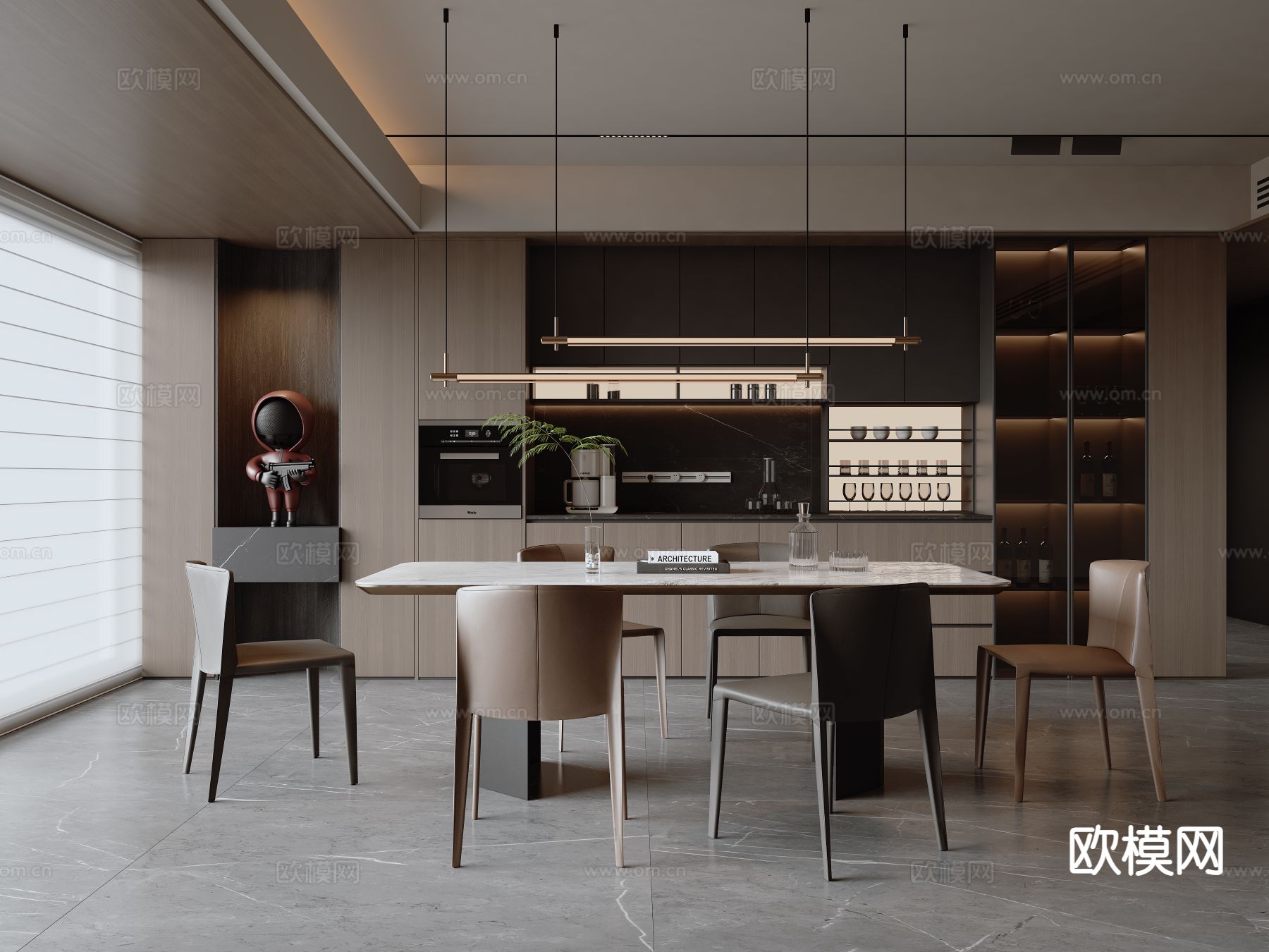 意式餐厅3d模型下载