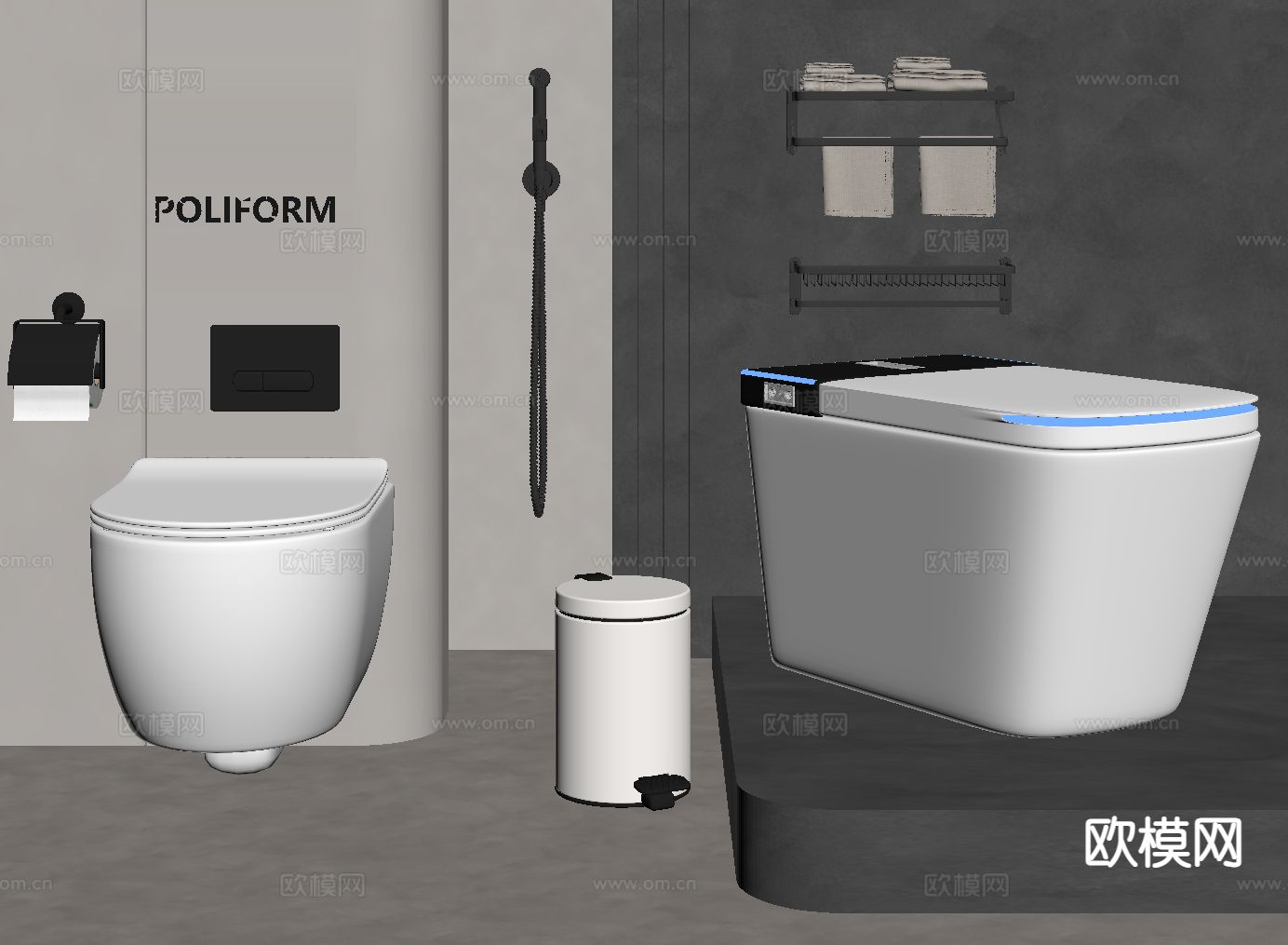 智能马桶 坐便器su模型下载（渲染图1）