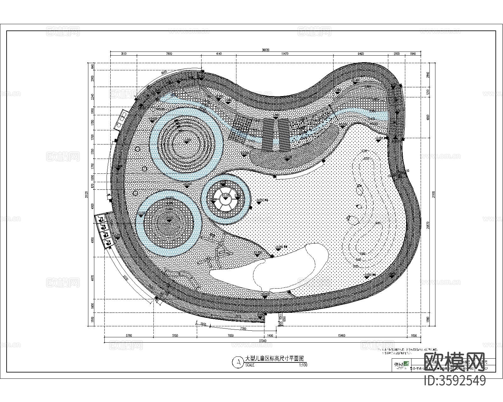 儿童游乐区CAD平面图下载（渲染图9）
