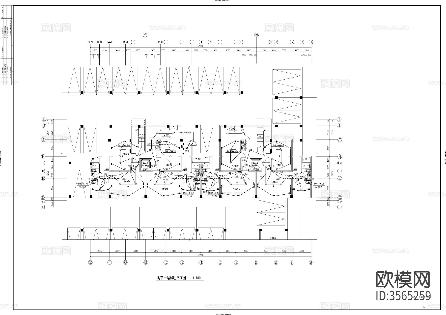 住宅楼电气设计cad平面图下载（渲染图3）