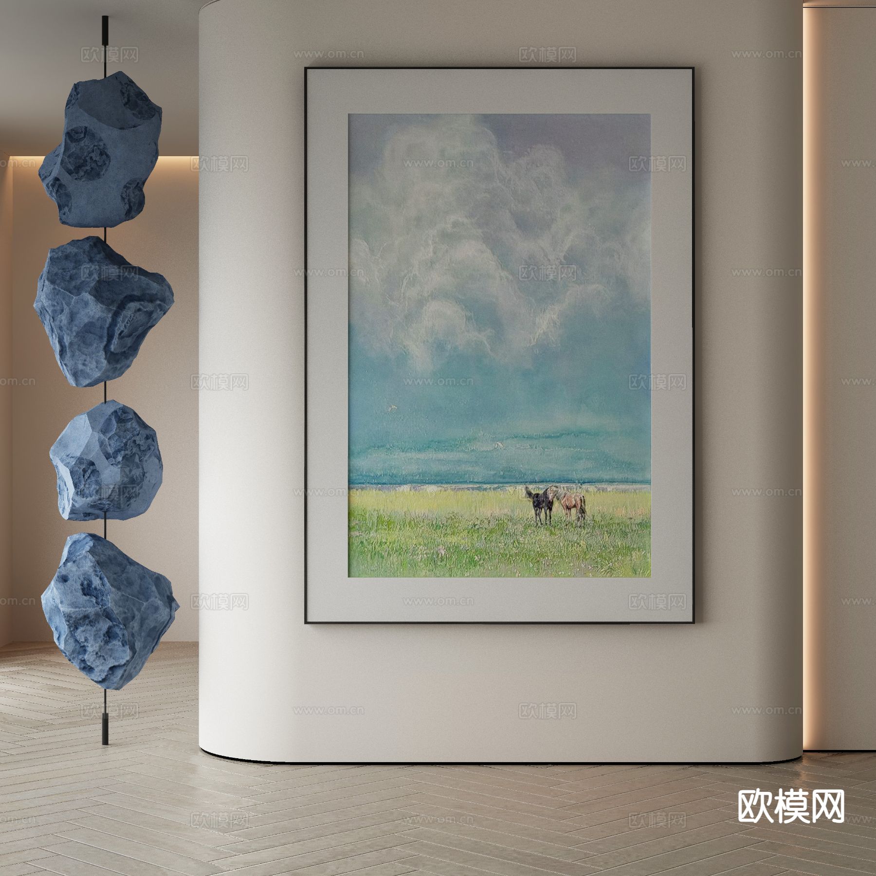 现代装饰画 油画 风景挂画3d模型