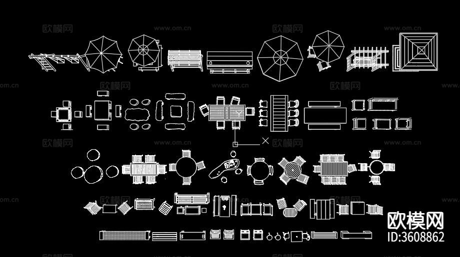 户外景观坐凳CAD图库下载（渲染图1）